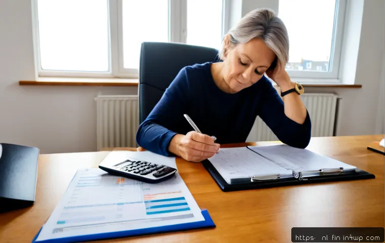 금융 목표를 위한 자기 점검 방법 - Photorealistic Dutch home office scene, a middle-aged person calmly reviewing a personal financial p...
